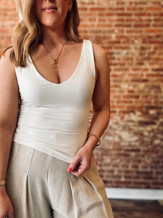 Double Lined V-Neck Tank