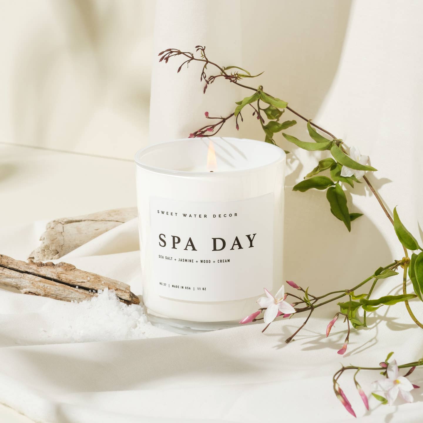 White Wood Jar Candle