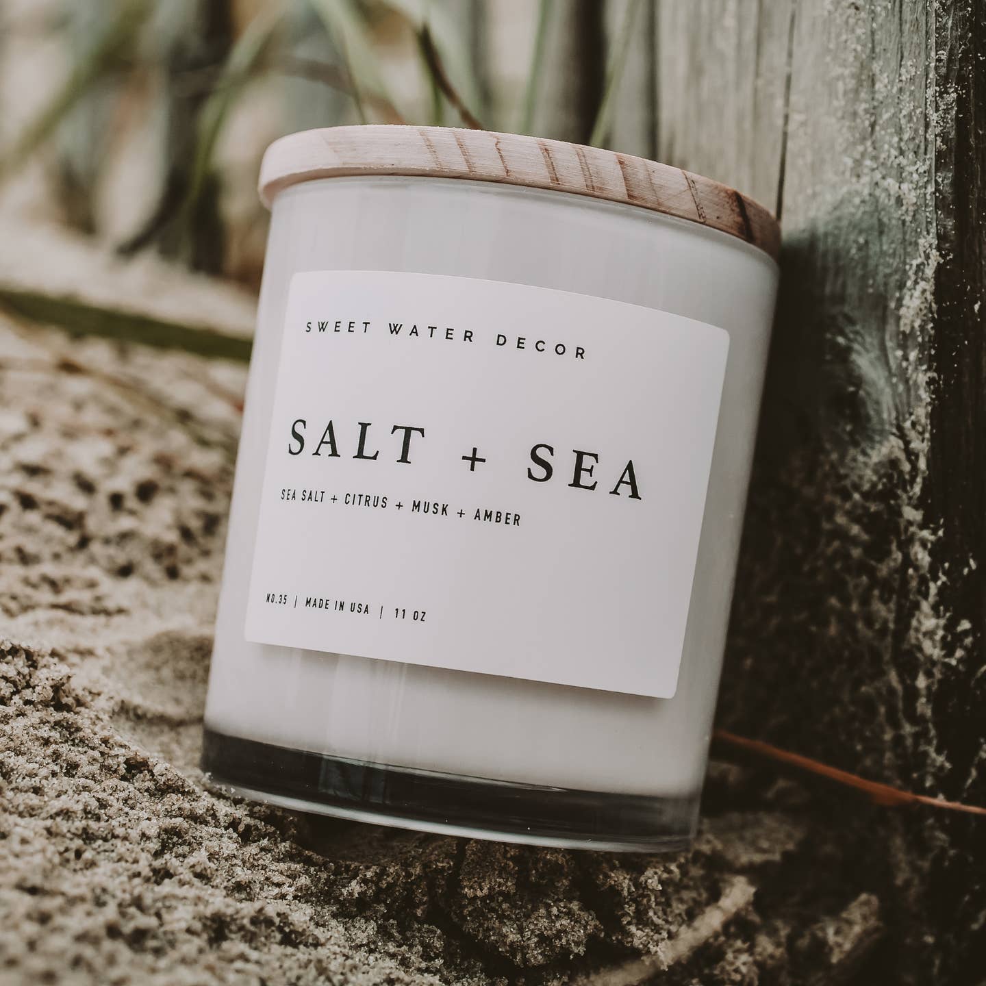 White Wood Jar Candle