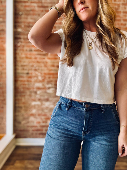 High Rise Wide Cuffed Jeans