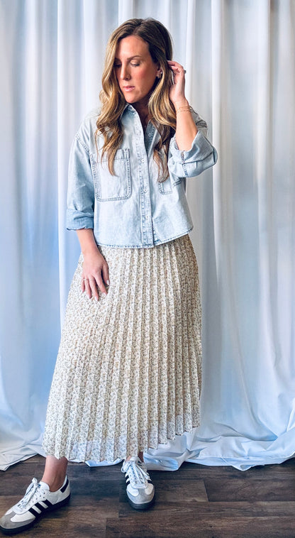 Viola Pleated Midi Skirt