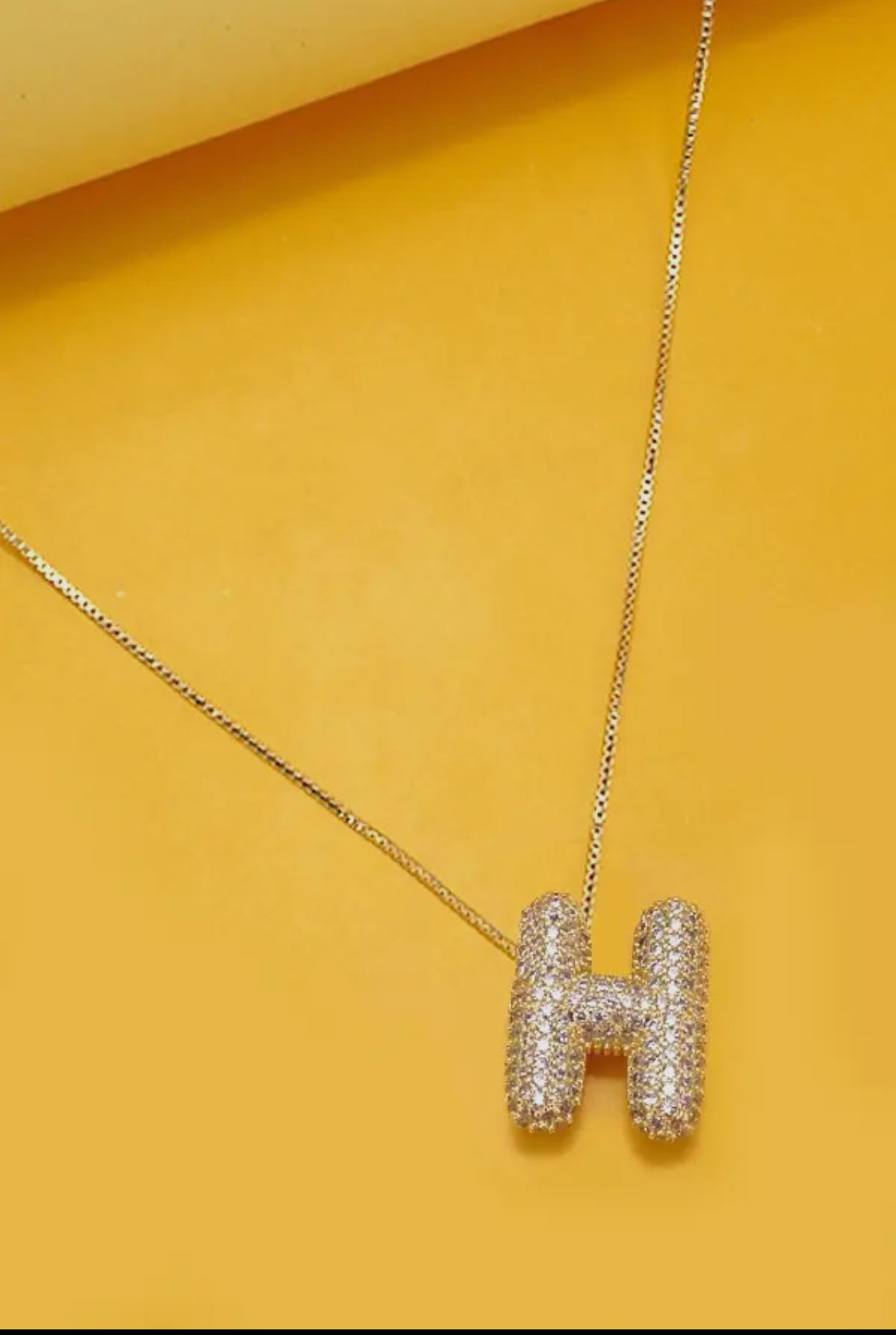 Initial Rhinestone Bubble Necklace