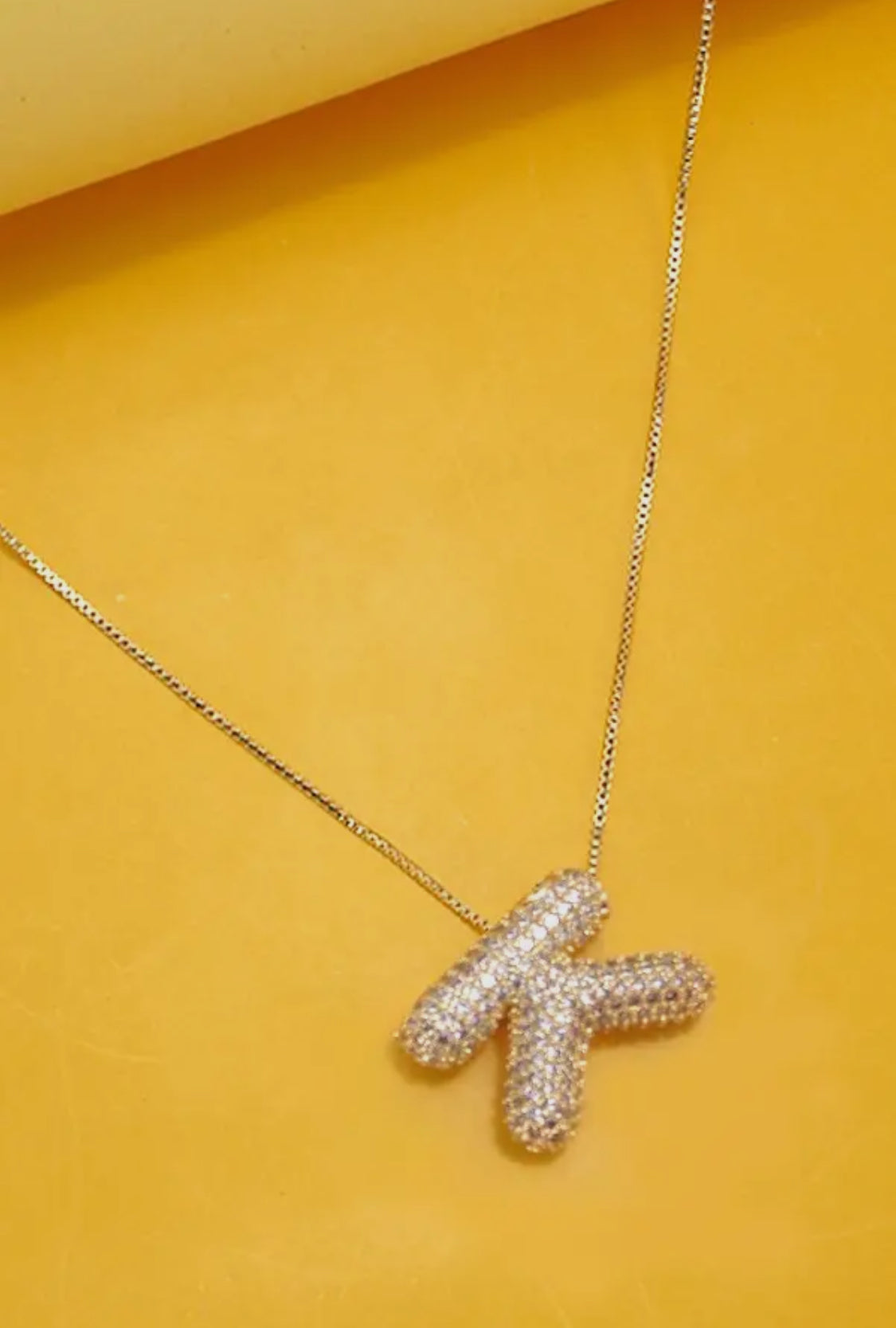 Initial Rhinestone Bubble Necklace