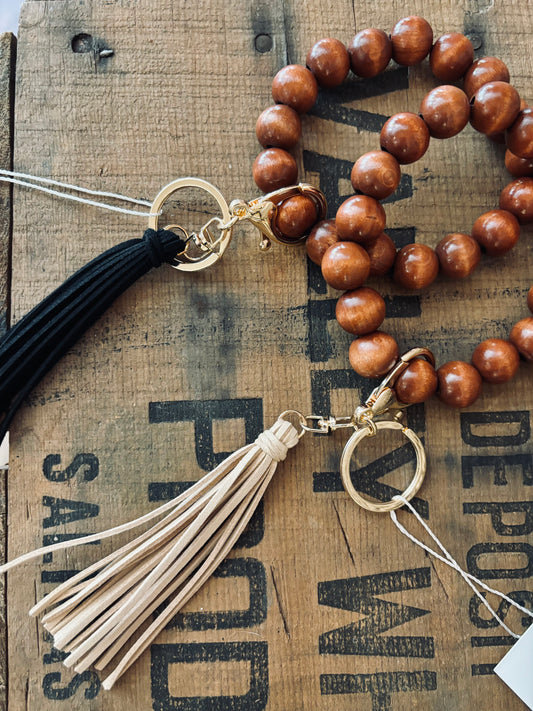 Wooden Bead Keychain