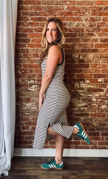 Indie Striped Dress - Black