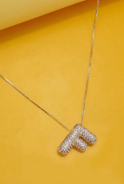 Initial Rhinestone Bubble Necklace