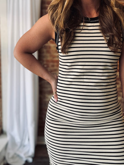 Indie Striped Dress - Black