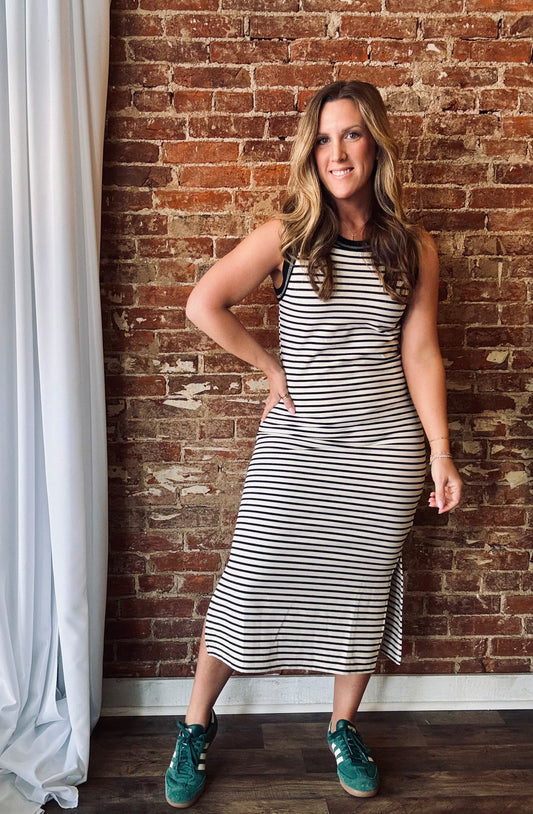 Indie Striped Dress - Black