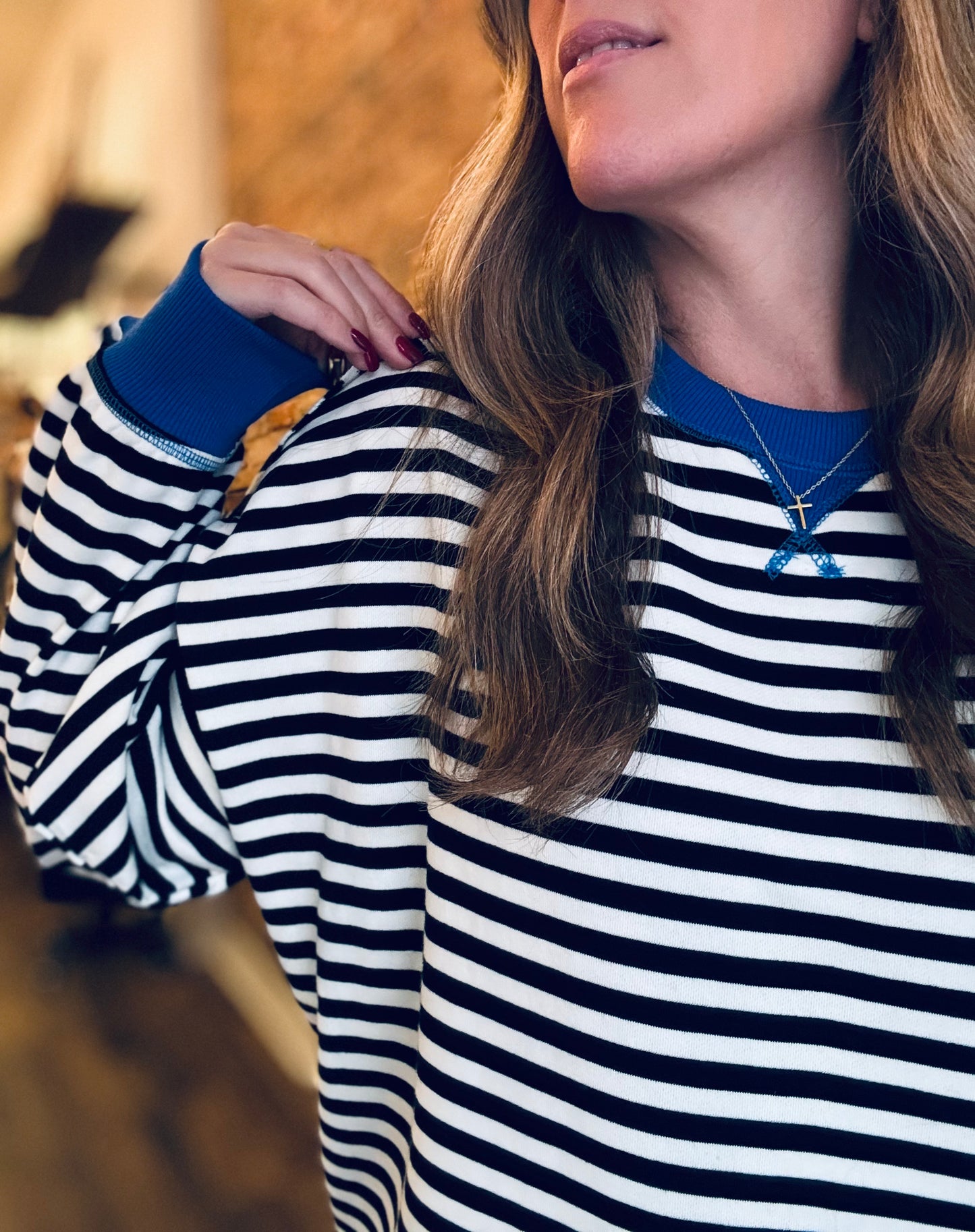 Classic Striped Oversized Crewneck