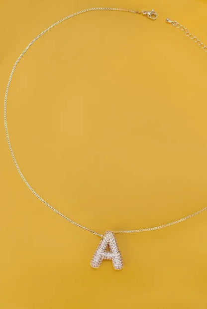 Initial Rhinestone Bubble Necklace