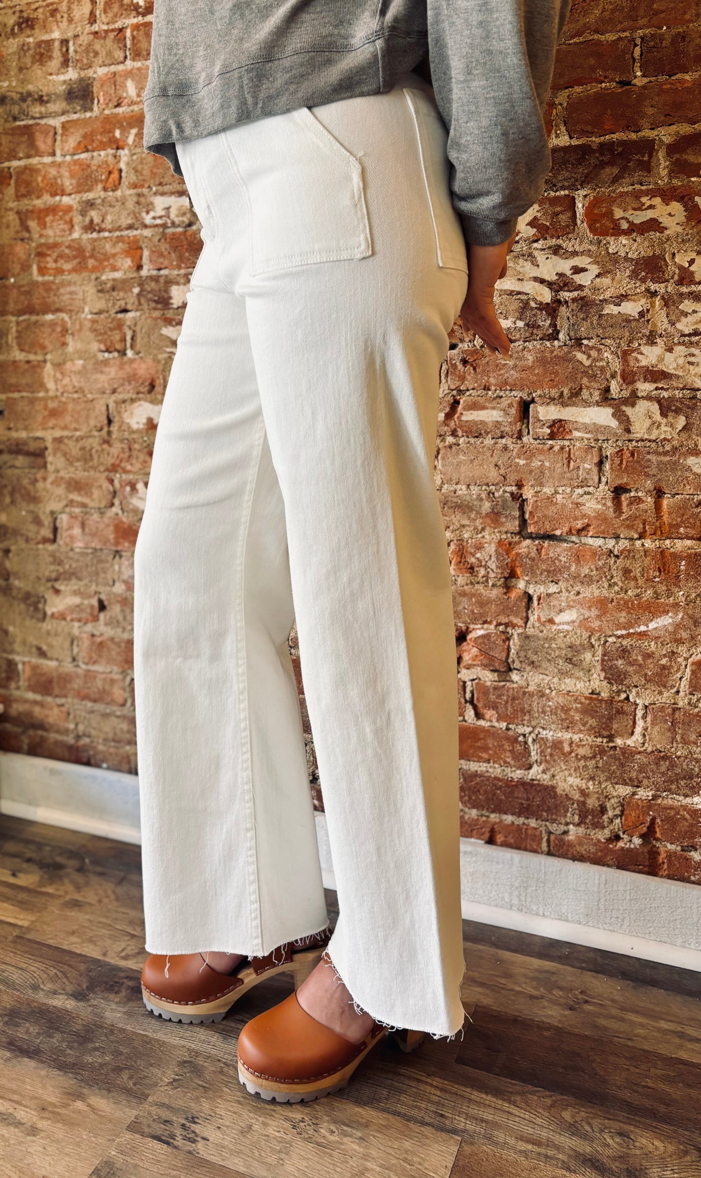 Lilah Wide Leg Pants-Cream