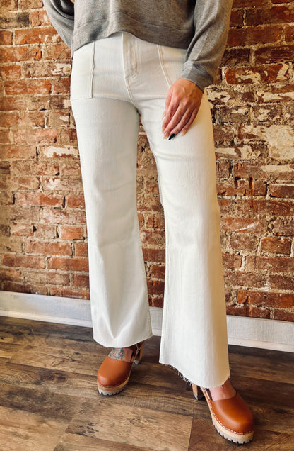 Lilah Wide Leg Pants-Cream