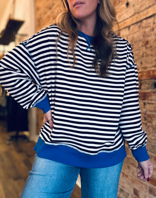 Classic Striped Oversized Crewneck